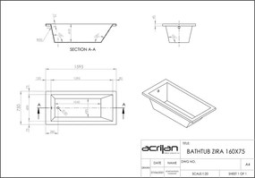 Acrilan Zira 160x75 - Ευθύγραμμη Ακρυλική Μπανιέρα - Maxxcoat, White Gloss