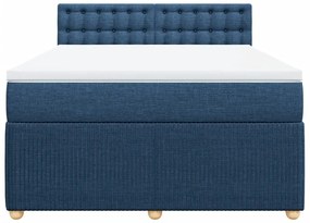 Κρεβάτι Boxspring με Στρώμα Μπλε 140x200 εκ. Υφασμάτινο - Μπλε