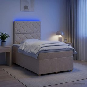 vidaXL Κρεβάτι box spring με στρώμα Κρεμ 120 x 200 cm Ύφασμα