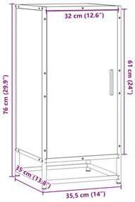 Ραφιέρα Καφέ Δρυς 35,5x35x76 εκ. Επεξ. Ξύλο + Μέταλλο - Καφέ