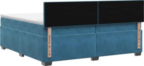 vidaXL Κρεβάτι Box Spring με Στρώμα και LED Μπλε 200 x 200 cm Βελούδο