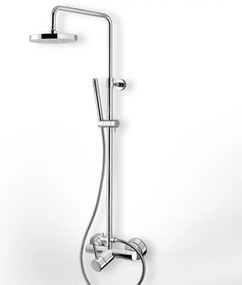 Eurorama Tonda Chrome Μπαταρία Ντουζιέρας 2 Εξόδων με Κολώνα, Tηλέφωνο, Στήριγμα Τηλεφώνου και 'Αθραυστο Σπιράλ 145066-100