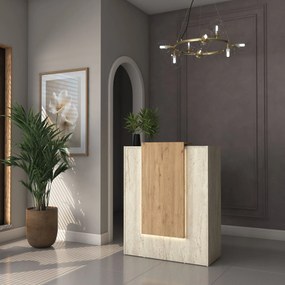Τραπέζι Υποδοχής Τραβερτίνη / Καρυδί FRABEFA 90x40x110