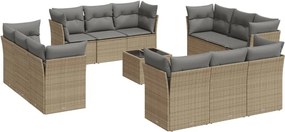 vidaXL Σετ Καναπέ Κήπου 13τεμ Μπεζ Συνθ. Ρατάν με Μαξιλάρια