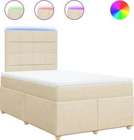 vidaXL Κρεβάτι Boxspring με Στρώμα Κρεμ 120x190 εκ. Υφασμάτινο