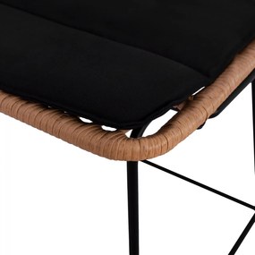 Σκαμπό Μπαρ ALLEGRA C5455 Μεταλλικό με Μπέζ Wicker &amp; Μαξιλάρι 46,5x55x117,5Υ εκ. 46.5x55x117.5 εκ.