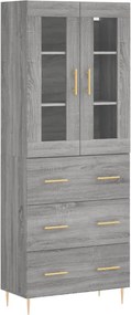 vidaXL Ντουλάπι Γκρι Sonoma 69,5 x 34 x 180 εκ. Επεξεργασμένο Ξύλο