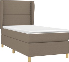 vidaXL Κρεβάτι Boxspring με Στρώμα Taupe 90x190 εκ.Υφασμάτινο