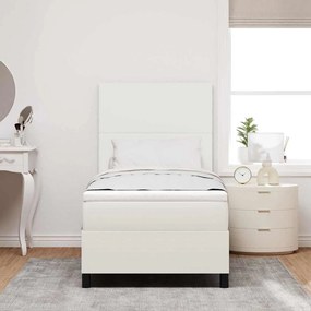 vidaXL LED Κρεβάτι με βάθρο με κεφαλάρι Κρέμα και Λευκό 80 x 200 cm