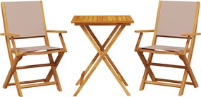 vidaXL Σετ Επίπλων Bistro 3 τεμ. Taupe Ύφασμα/Μασίφ Πεύκου