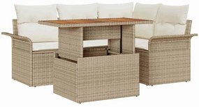 vidaXL Σετ Καναπέ Κήπου 5 pcs μπεζ και κρεμ 100 x 55 x 73 εκ