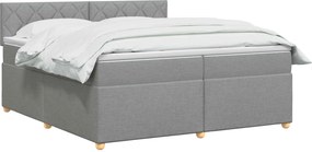 vidaXL Κρεβάτι box spring με στρώμα Ανοιχτό γκρι 200 x 200 cm Ύφασμα