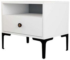 Κομοδίνο Lizbon 845HCT2507 56x40x50,8cm White-Black