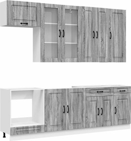 vidaXL Μονάδα κουζίνας KALMAR 8 pcs Γκρι Sonoma Επεξεργασμένο Ξύλο