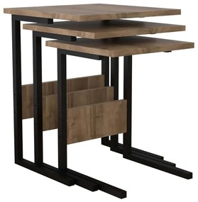 Ζιγκόν Sali (Σετ 3Τμχ) 835PUQ6247 40x40x55/36x36x50/32x32x45cm Walnut