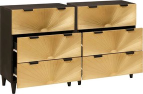 vidaXL Σετ Μπουφέδων 2 pcs Μαύρο και Ορείχαλκος 120 x 33 x 75 εκ
