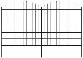 vidaXL Κάγκελα Περίφραξης με Λόγχες Μαύρα (1,75-2) x 3,4 μ. Ατσάλινα