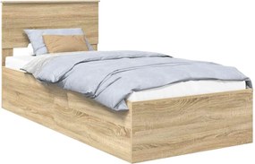 vidaXL Σκελετός Κρεβατιού Δρύς Sonoma 75 x 190 cm Επεξεργασμένο ξύλο