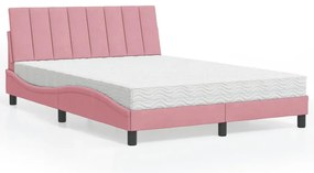 Κρεβάτι με Στρώμα Hanko Ροζ 120x200 εκ. Βελούδινο