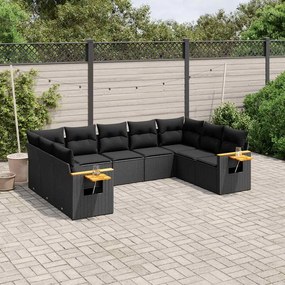 vidaXL Patio Sofa Set 9-θέσια Black