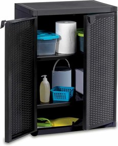 vidaXL Ντουλάπι Αποθήκευσης Κήπου Μαύρο 65x45x88 εκ. από Ρατάν PP