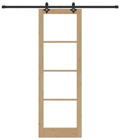 vidaXL Συρόμενη Πόρτα Χειροκίνητος Καφέ 78 x 232 cm Ξύλο και μέταλλο
