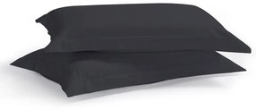 Μαξιλαροθήκες Satin Plain (Σετ 2τμχ) Black Aslanis Home 50Χ70 100% Cotton Satin