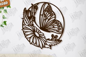 Σετ των 2 Intra απο ξύλο plywood 3mm-4mm πάχος Διακόσμηση τοίχου πεταλούδας με λέιζερ | Τέχνη τοίχου Δίασταση 40x40 cm INTRAFABR-123419178