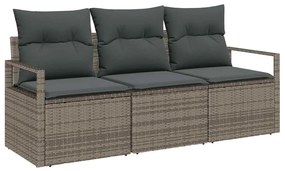 vidaXL Σετ Καναπέ Κήπου 3 pcs Γκρι Πολυ rattan, βαμμένο ατσάλι
