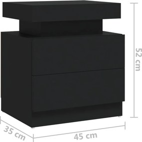 vidaXL Κομοδίνο Μαύρο 40 x 35 x 52 εκ. από Επεξ. Ξύλο