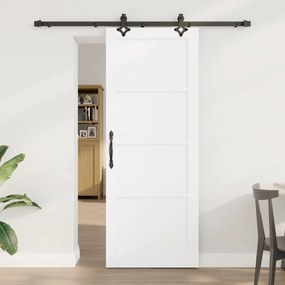 vidaXL Συρόμενη Πόρτα με Σετ Εξαρτημάτων Λευκή 78x202 εκ. Στερεό Ξύλο Πεύκου