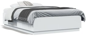 Πλαίσιο Κρεβατιού με LED Λευκό 140x190 εκ Επεξεργ. Ξύλο - Λευκό