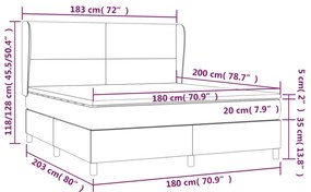 vidaXL Κρεβάτι Boxspring με Στρώμα Σκούρο Καφέ 180x200 εκ Υφασμάτινο