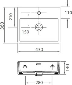 Esvit Daphne 53708 - Νιπτήρας μπάνιου 43x36