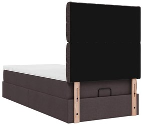Οθωμανικό κρεβάτι με στρώμα &amp; LEDs Σκούρο καφέ 90x190cm ύφασμα 3314054