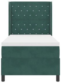 vidaXL Κρεβάτι με ελατήρια Σκούρο πράσινο 90 x 190 cm Βελούδο