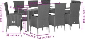 vidaXL Σετ Τραπεζαρίας Κήπου 9 τεμ. Μπεζ Συνθετικό Ρατάν με Μαξιλάρια