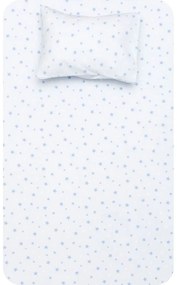 Borea Σεντόνια Κούνιας Φανελένιο Σετ Αστεράκια Σιέλ (2) 120 x 160 cm + 30 x 40 cm Σιέλ