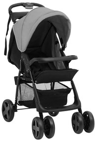 vidaXL Καροτσάκι Μωρού 3 σε 1 Ανοιχτό Γκρι / Μαύρο Ατσάλινο