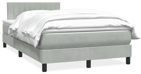 Κρεβάτι Boxspring με Στρώμα Ανοιχτό Γκρι 120x220 εκ. Βελούδινο - Γκρι