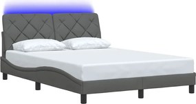 vidaXL Σκελετός Κρεβατιού με LED Χωρίς Στρώμα Γκρι 140x200 εκ.