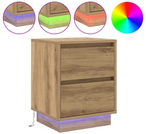 vidaXL Κομοδίνα με LED Φώτα 2 τεμ Τέχνη Δρυ 39x34.5x50 εκ.