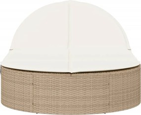 vidaXL Ξαπλώστρα Διπλή Μπεζ από Συνθετικό Ρατάν με Μαξιλάρια