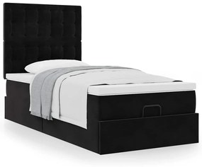 vidaXL Οθωμανικό κρεβάτι με στρώματα Μαύρο 80x200cm Velvet