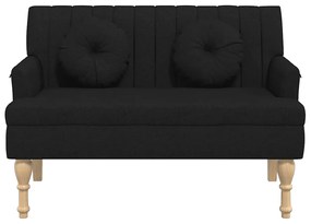 vidaXL Παγκάκι Μαύρο 113 x 64,5 x 75,5 εκ. Υφασμάτινο με Μαξιλάρια