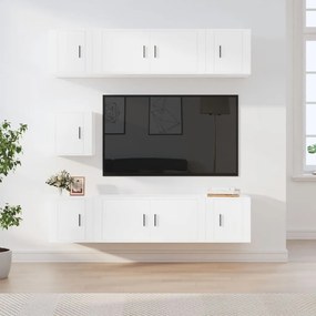 vidaXL Σετ Επίπλων Τηλεόρασης 7 Τεμαχίων Λευκό από Επεξεργασμένο Ξύλο