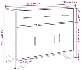 Συρταριέρα Μαύρη 97x32,5x74,5 εκ. από Επεξεργασμένο Ξύλο - Μαύρο