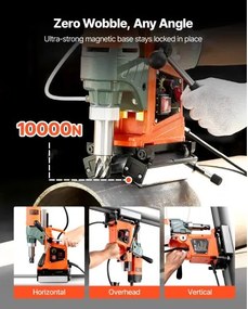 VEVOR Magnetic Drill Press Mag Drill Press 1400 W 0-850 RPM with 6 Core Bits