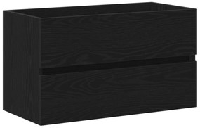 vidaXL Ντουλάπι Νεροχύτη  Μαύρος Δρύς 80x38.5x45 εκ. Επεξεργασμένο Ξύλο