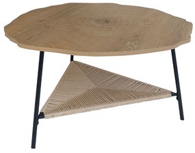 TREE COFFEE TABLE ΦΥΣΙΚΟ ΜΑΥΡΟ 80x80xH42cm - 04-0965